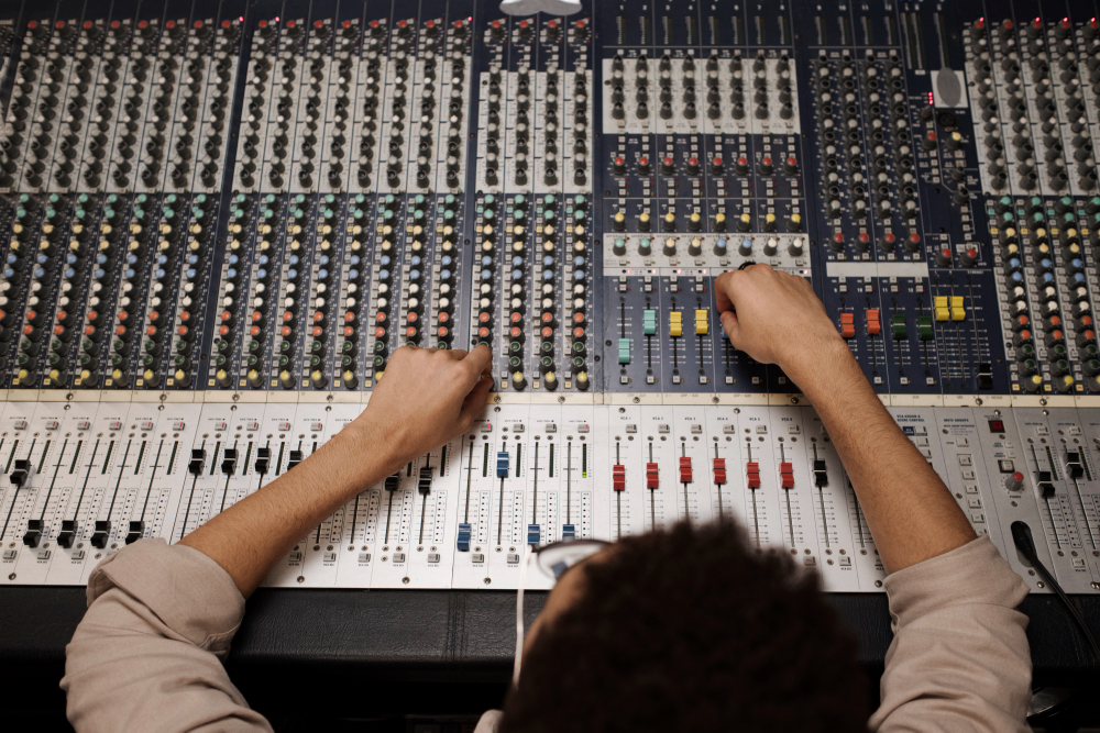 close up man making music