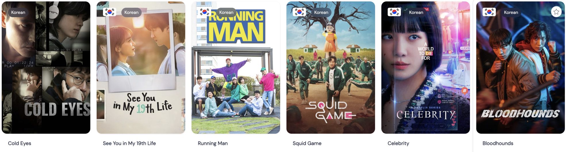 Popular content from south Korea on streaming networks