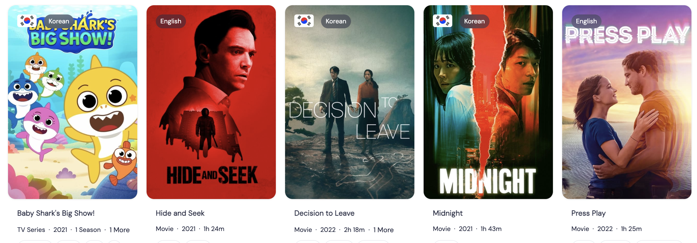 Most popular shows from Korean