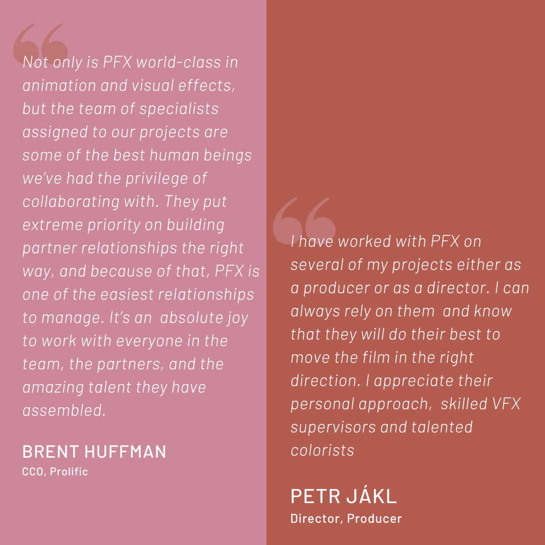 PFX's Cutting-Edge Post-Production and VFX Expertise 10 PFX, Testimonial, PostProduction, Animation, Advertising
