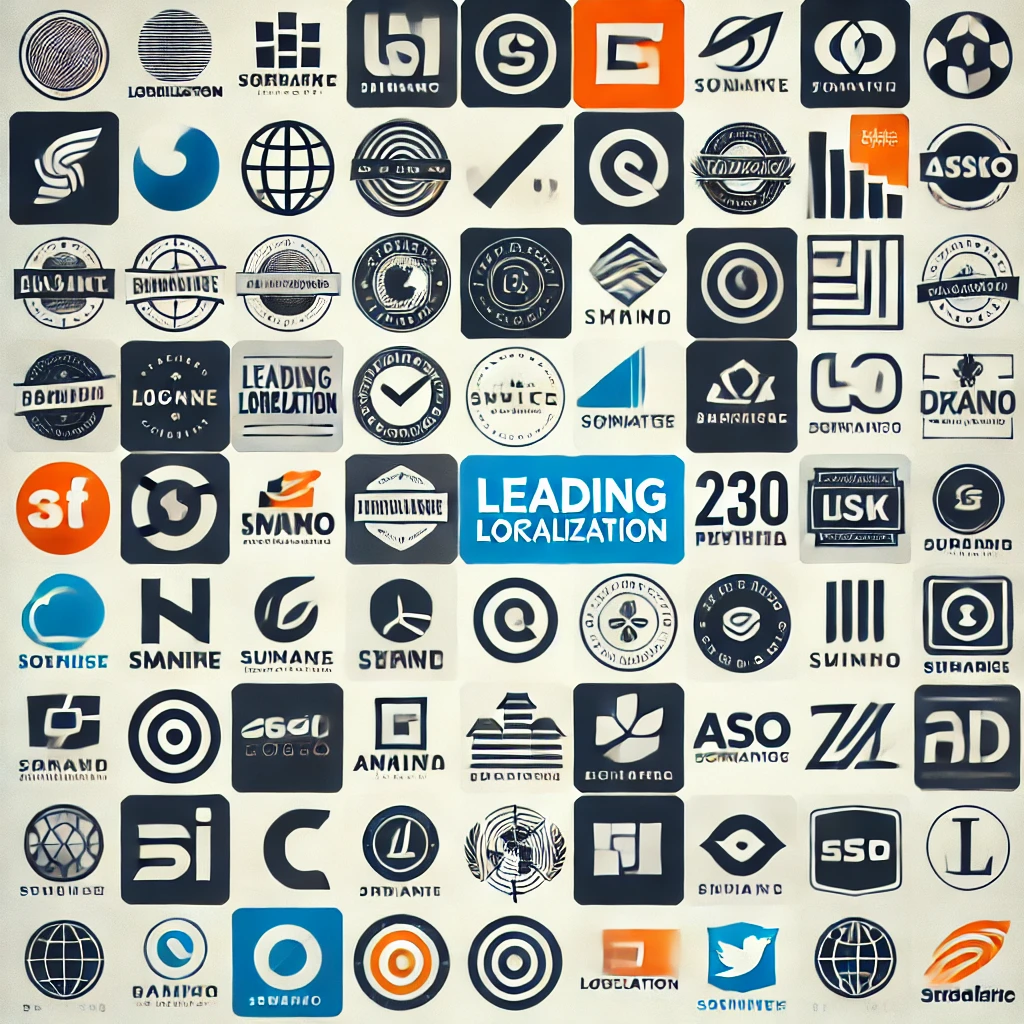 Localization Companies: Bridging Cultural Gaps in Global Content 2 DALL·E 2024 08 05 18.08.37 A dynamic collage of logos from leading localization companies. The logos are presented in a modern visually appealing grid format with a clean white